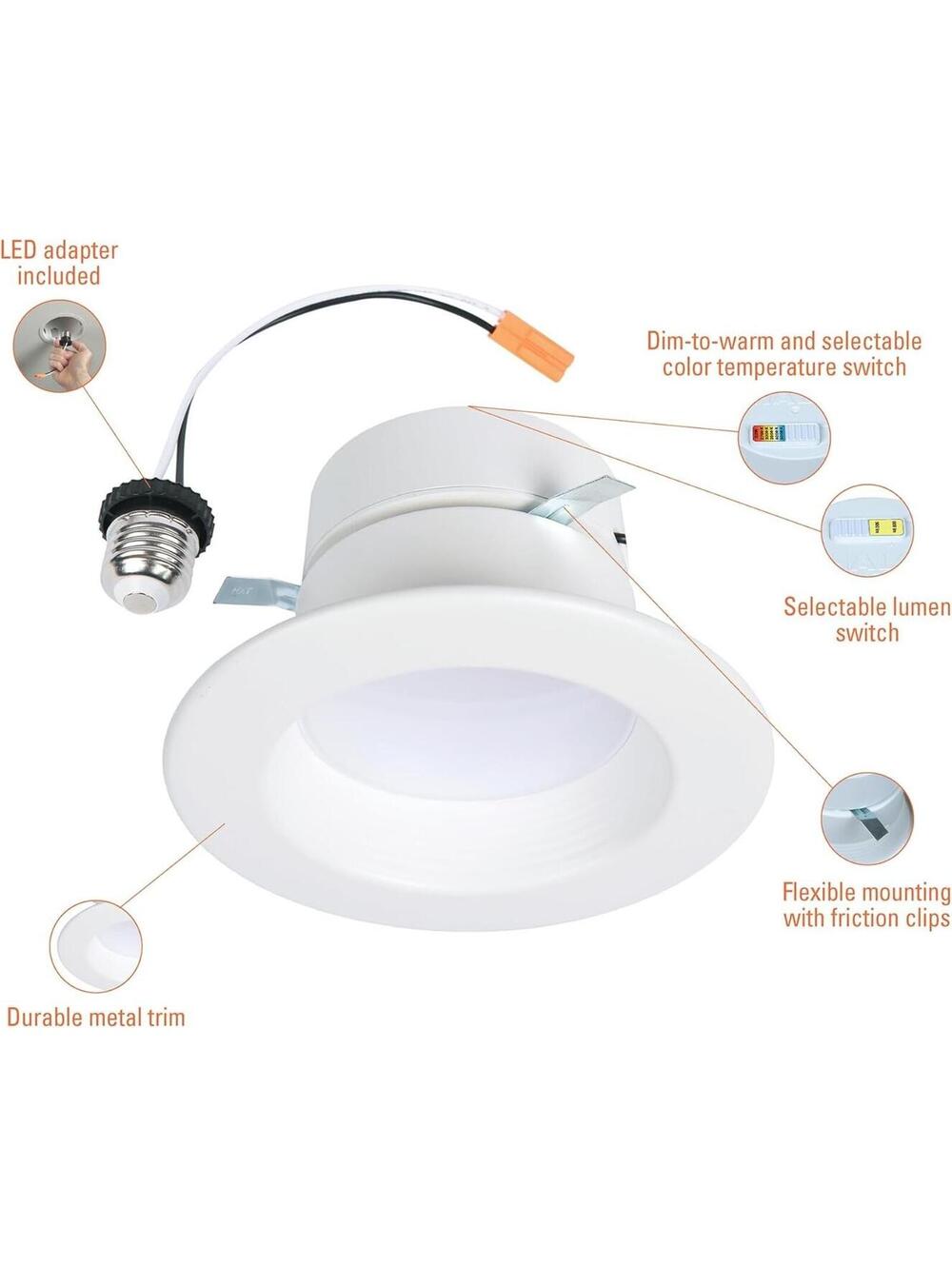 Halo RL 4 In. Canless Recessed LED Downlight, 600/900Lm, 5CCT RL4LS9FSD2W1EWH